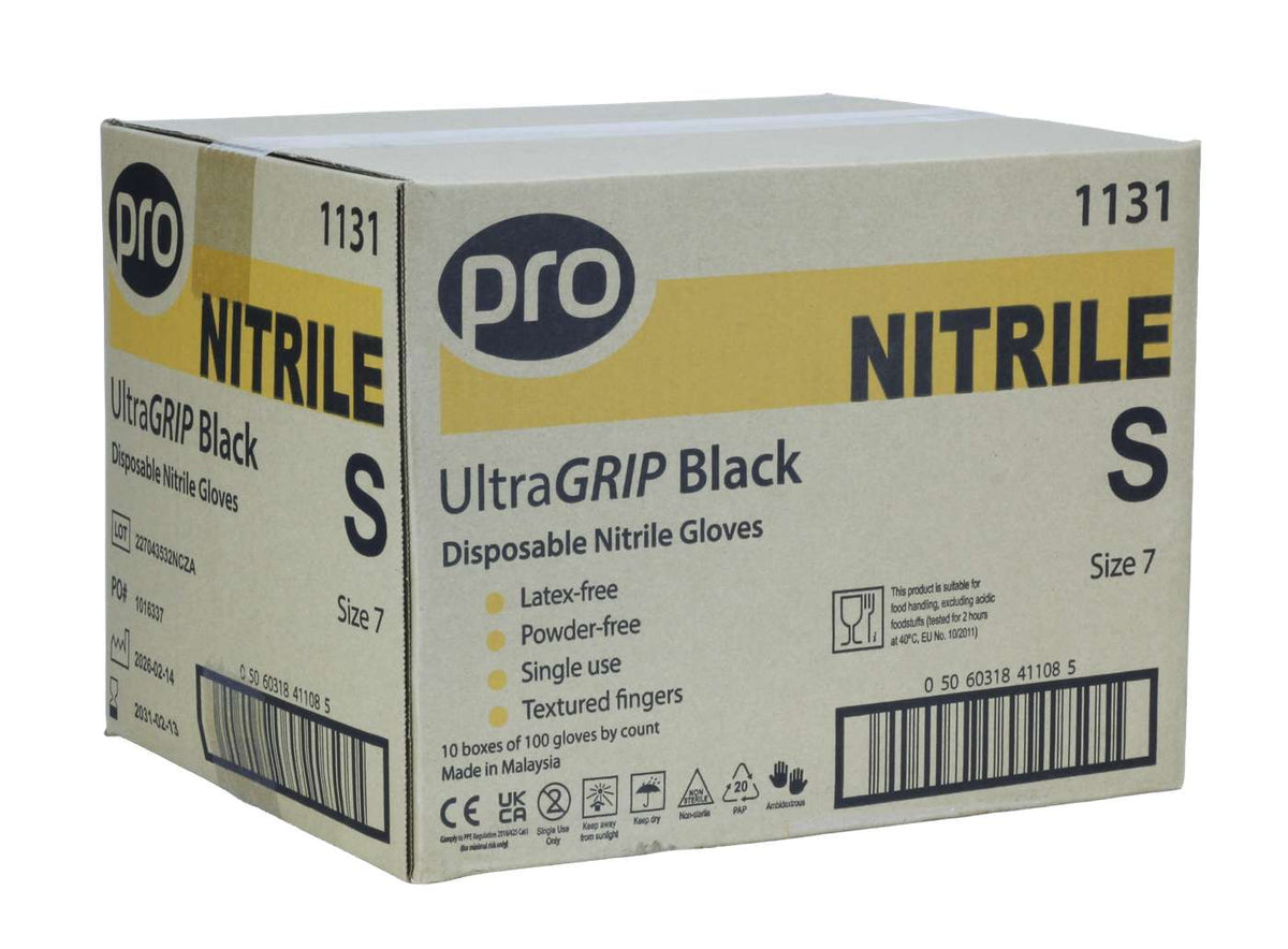 PRO UltraGRIP Black Nitrile Gloves 10 x 100 Case