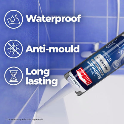 UniBond Kitchen and Bathroom, Anti mould Transparent Sealant