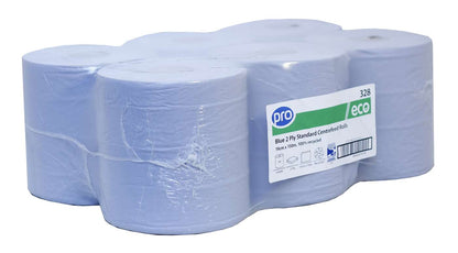 PRO Blue 2 Ply Centrefeed Roll 19cm x 150m