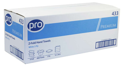 PRO Z-Fold 2 Ply White Paper Towel - Units: 3000 towels