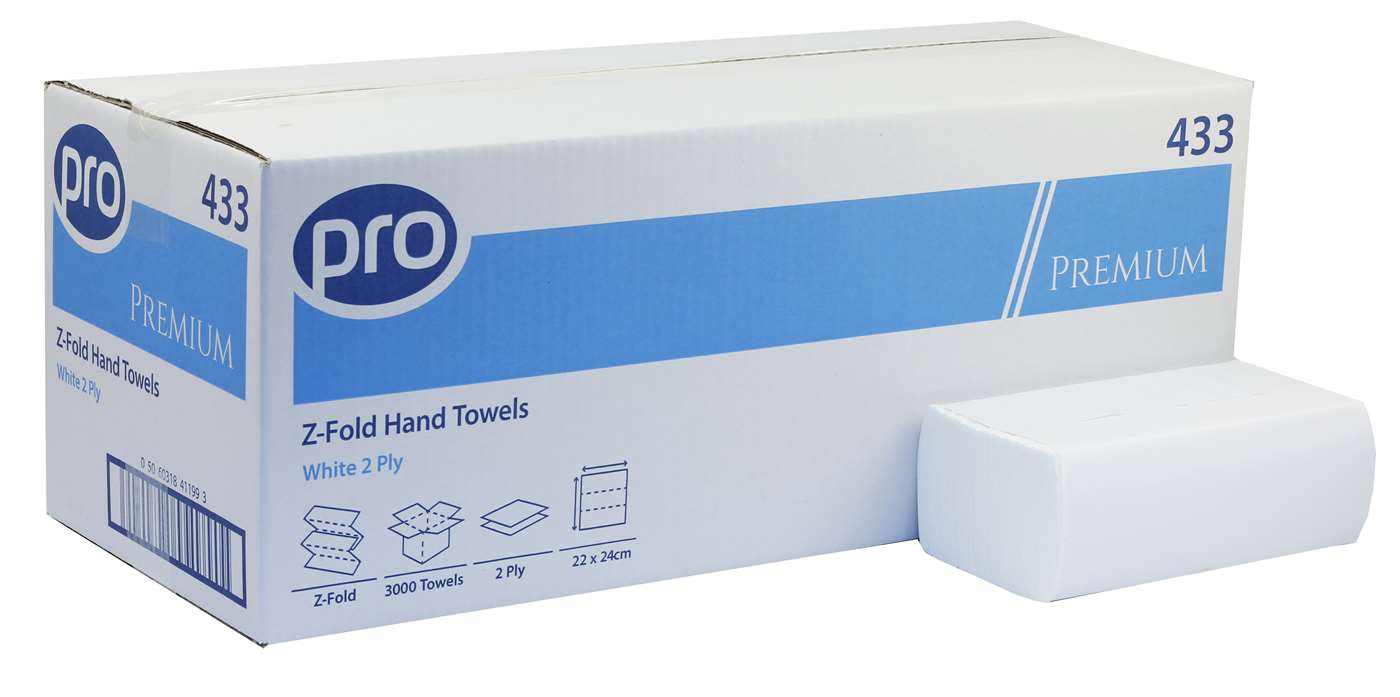 PRO Z-Fold 2 Ply White Paper Towel - Units: 3000 towels