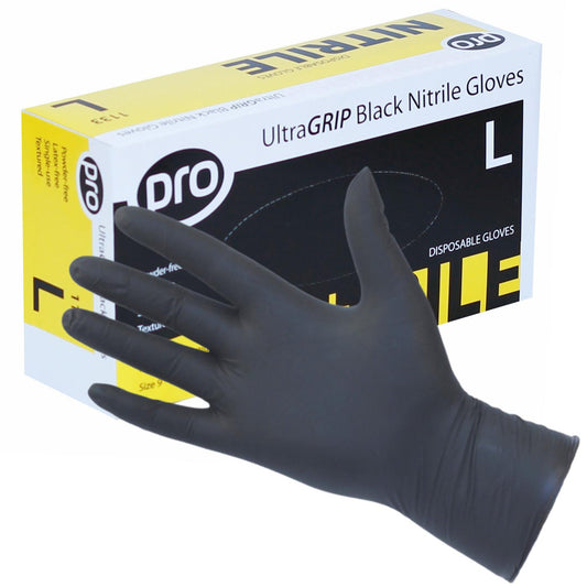 PRO UltraGRIP Black Nitrile Gloves 10 x 100 Case